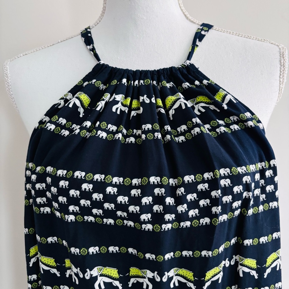 Crown & Ivy Elephant Print Sleeveless Tank Top Women's XL Blue White Casual Boho - Picture 6 of 10